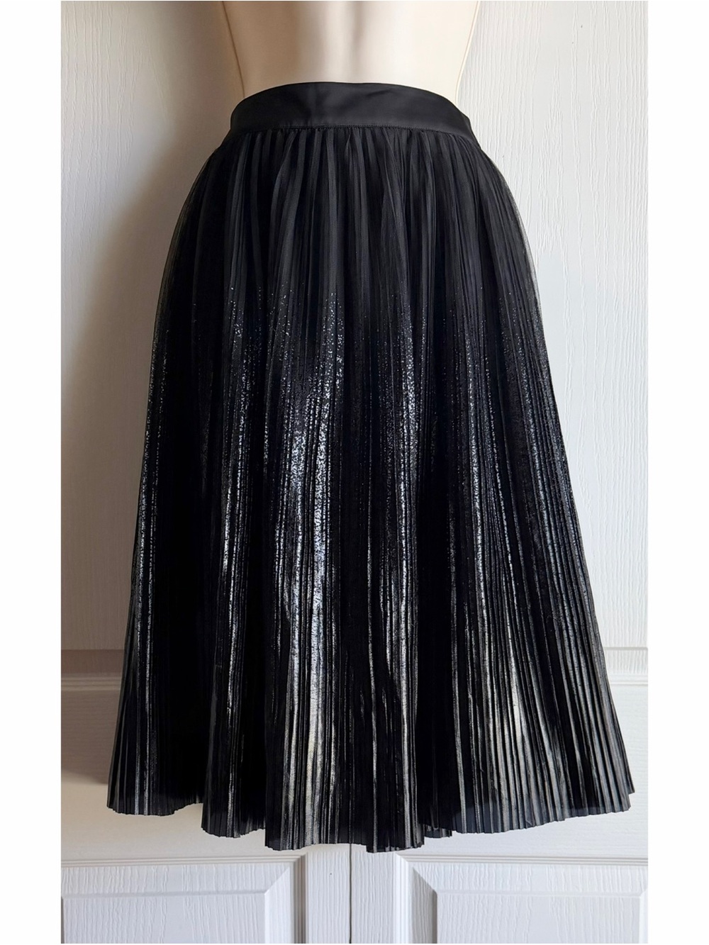 Carlisle Collection Pleated A Line Mesh Tulle Midi Essex Skirt